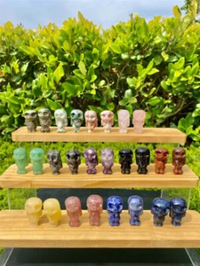 39mm Mix Natural Quartz skull Carved Quartz Crysta Skull Reiki Random one pair - Picture 1 of 9