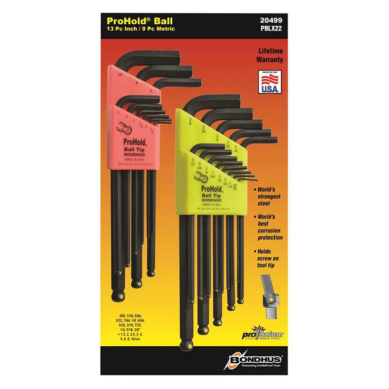 Bondhus 20499 ProHold Ball End Hex L-Wrenches Double Pack, 22 Pc. - Image 1 of 1