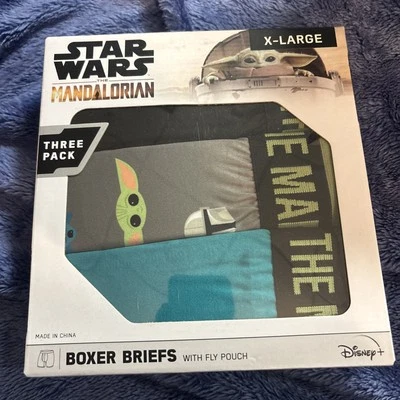 星球大战曼达洛人 3 件装男式平角内裤简要说明 X-大号全新! — 第 1/2 张图片
