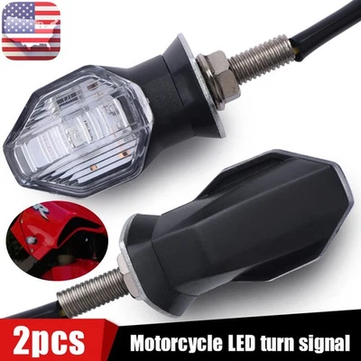 Indicador de luz de señal de giro LED para motocicleta 2 piezas intermitente ámbar universal moto Foto 1 de 4