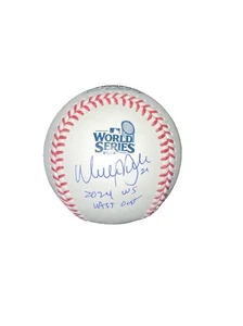 WALKER BUEHLER SIGNED 2024 WORLD SERIES BASEBALL "2024 WS LAST OUT" PSA WITNESS - Picture 1 of 3
