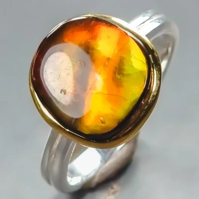 Jewellery 6 ct+ Natural Ammolite Ring 925 Sterling Silver Size 7.25 /R441092 - Image 1 of 4
