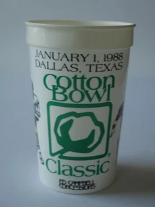 Cotton Bowl Classic - 1 de enero de 1988 - Dallas, Texas - Taza de bebidas de recuerdo - Imagen 1 de 6