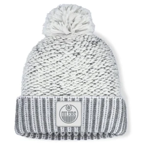 Women's Fanatics White/Gray Edmonton Oilers Fundamental Mist Cuffed Knit Hat - Picture 1 of 2
