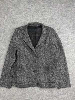 Blazer Eileen Fisher Mujer XS Negro Gris Algodón Orgánico Tejido 2 Bolsillos con Botones Foto 1 de 4