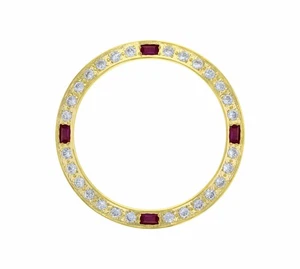 CREATED DIAMOND RUBY BEZEL FOR 26MM ROLEX DATE DATEJUST 6519 6917 69173 GOLD - Picture 1 of 2