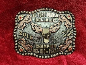 Diablo Rodeo Trophy Buckle Bull Riding Champion☆Del Rio Texas☆2015☆Rare☆327 - Bild 1 von 13