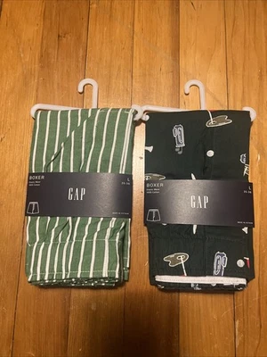 GAP 2 пары мужчин боксера эластичный пояс 100% хлопок зеленая полоса гольф ⛳️ большой - Изображение 1 из 4