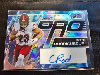 2023 Leaf Pro Set Metal Chris Rodriguez Jr Silver Earth Prizm Rookie Auto #D 1/1 - Image 1 of 2