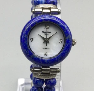 Gem Essence Lapis Uhr Damen 26mm MOP Zifferblatt Perlen Stretchband neue Batterie - Bild 1 von 11