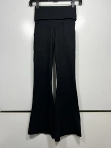 Offline Aerie The Hugger Foldover Flare Hi Rise Short Inseam Women Blk XS Leggin - Picture 1 of 9