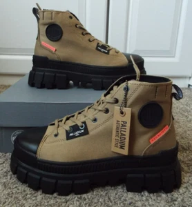 Botas PALLADIO Mujer 9.5 Bronceadas Revolta Alta Parte Superior Gruesas Góticas Grunge Exterior NUEVAS - Imagen 1 de 8