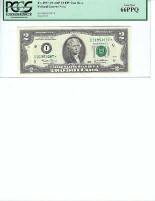 2003 $2 FRN FR1937-I* PCGS 66 PPQ, Minneapolis * Note S/N I01953087*!!! - Image 1 of 2