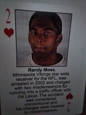 RARE 2003 STARZ BEHIND BARZ RANDY MOSS PLAYING CARD ~ MUG SHOT ~ VIKINGS GREAT