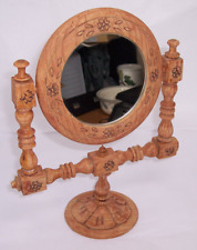 Vintage TRAMP ART Vanity Mirror Wooden hand carved unique
