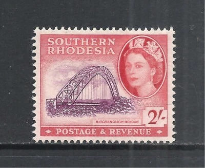 SOUTHERN RHODESIA SCOTT 90 MH VF - 1953 2sh RED & ROSE ISSUE   CV $18.00 Foto 1 de 2