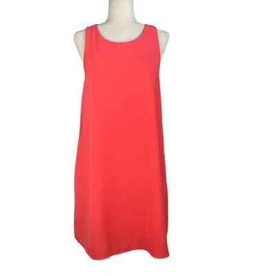 EVERLY SLEEVELESS ROUND NECK KEYHOLE BACK POCKET SWING DRESS ORANGE MEDIUM EUC - Image 1 of 4