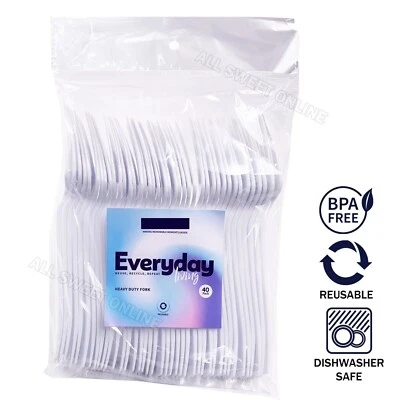 480pcs Heavy Duty White Forks Reusable Cutlery Bulk Party Catering Event - image 1 of 4