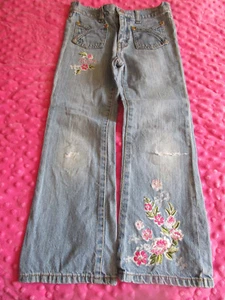 GUC Girls Size 6 Barbie Avenue Jeans with flower embellishments- CUTE! - Picture 1 of 8
