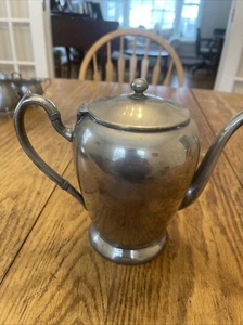 Vintage Academy Silver On Copper Tea Coffee Pot 7” Tall Sweeping Handle Nice 115 - Picture 1 of 20