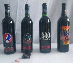 3 Flaschen Vintage Grateful Dead Calif. Red Unwine Skeletons Face +1 KISS - Bild 1 von 10