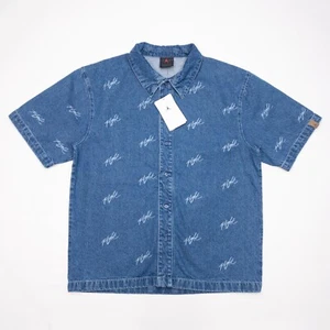 Nike Air Jordan Denim Shirt Men's Small Short Sleeve Button-Up Limited Edition - Picture 1 of 13
