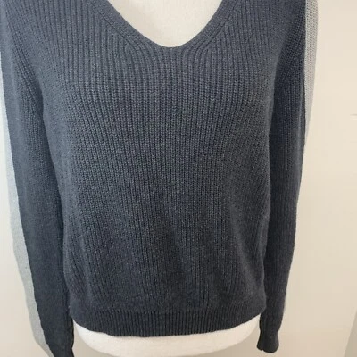 Michael Stars хлопок ребро вязаный свитер женщина средний длинным рукавом серый минималистский - Изображение 1 из 4