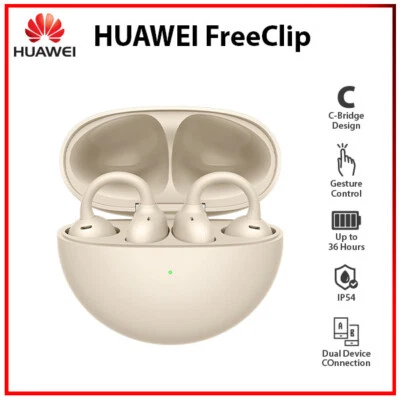 GENUINE FreeClip BEIGE HD Call Touch Control Clip-on Open Ear Earphone Earbuds - Image 1 of 4