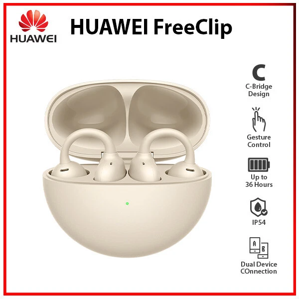 GENUINE FreeClip BEIGE HD Call Touch Control Clip-on Open Ear Earphone Earbuds - Image 1 of 4