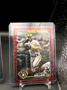 2024 Topps Serie 2 Owen Miller Card #537 Red Foil 119/199 SP Brewers - Foto 1 di 1
