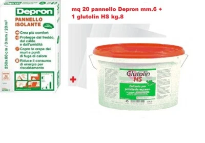 KIT 20 PANNELLI ISOLANTI DEPRON 125X80CM H6mm + COLLA ADESIVO 8KG GLUTOLIN HS - Immagine 1 di 4