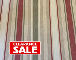 Laura Ashley Awning Stripe Raspberry Lichen Curtain Fabric SOLD PER METRE - Picture 1 of 8