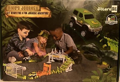 JITTERY GIT DINO’S JOURNEY 144 TRACKS 2 BATTERY OPERATED CARS AND MORE - Image 1 of 4