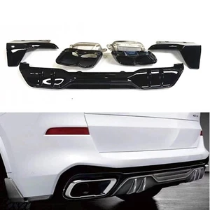 Black Rear Bumper Diffuser Lip Exhaust Tips Kit For BMW G05 LCI X5 2019-2023 ch - Picture 1 of 11