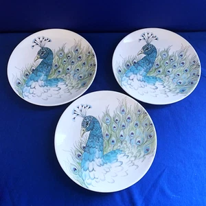 Rachel Bilson EDIE ROSE PEACOCK COLLECTION Accent Salad Plate 9 1/4" SET OF 3 - Picture 1 of 2