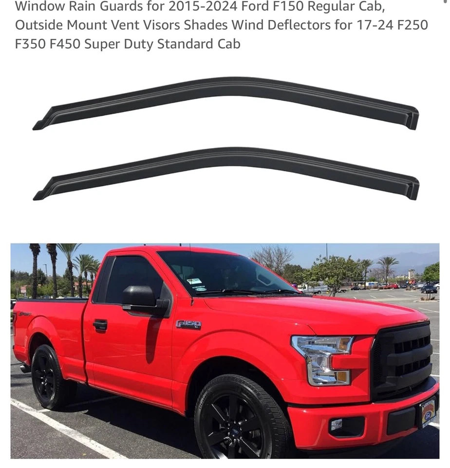 Juego de 2 viseras de ventana de cabina estándar para Ford F150 15-24 protección solar para lluvia ventilación Foto 1 de 1