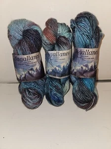 3 Knäuel Araucania Magallanes 100% Wolle Chile Garn 🧶 handgefärbt #322 blau grün - Bild 1 von 4