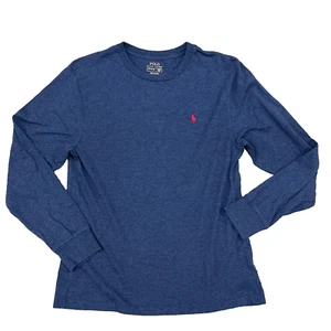 RALPH LAUREN POLO Heathered SOFT BLUE Crew Neck Long Sleeve T Shirt L 14 16 Boys - Picture 1 of 2