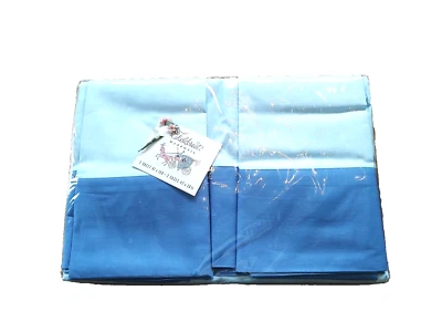 Fieldcrest Wearwell Baby blue Full size Flat Sheet with royal blue top 2 pillow - Image 1 of 4