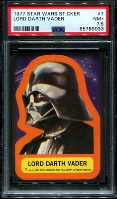 PSA 7.5 Darth Vader Rookie Card 1977 Topps Star Wars Stickers #7 NM+ Lord - Image 1 of 2