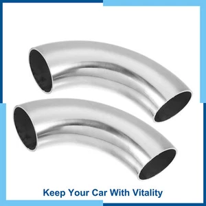 Universal Pack (2) OD 1.5 Inch 90 Degree Bend Tube Exhaust Elbow Pipe - Picture 1 of 7