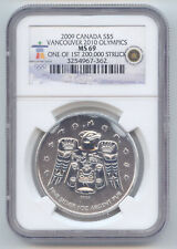 Canada, 2009 Vancouver 2010 Olympics $5, 1 Ounce Silver, 0.9999, NGC MS-69