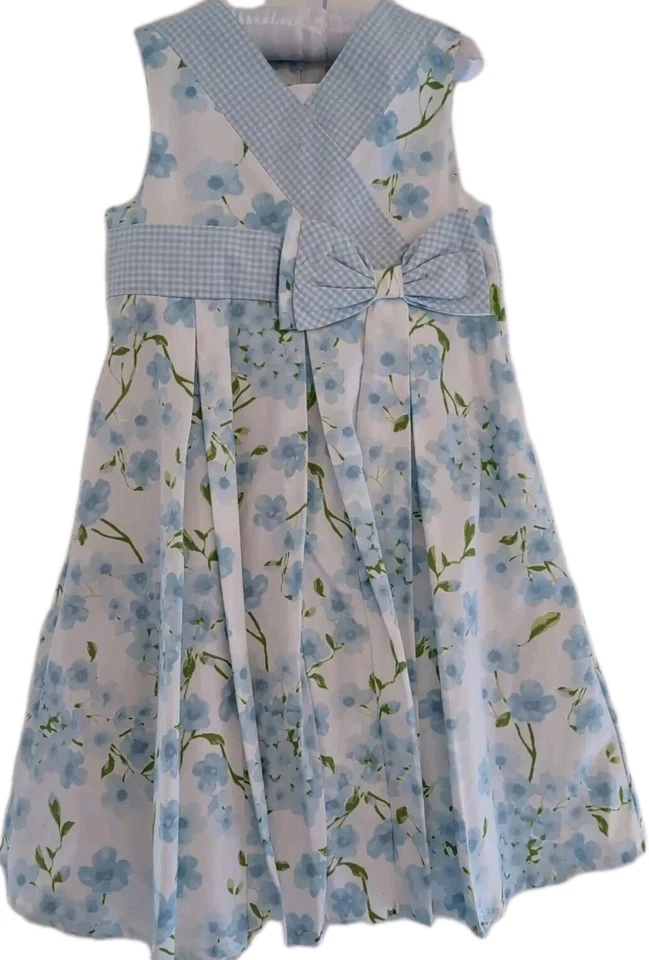 Vestido sin mangas forrado floral azul, verde y blanco para niña GYMBOREE - talla 6 Foto 1 de 4