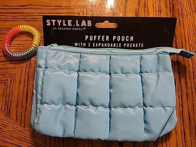 Estilo.Bolsa acolchada de laboratorio -verde azulado-con 3 bolsillos expandibles + llavero bobina arco iris Foto 1 de 2