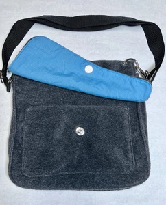 Old Navy Gray Fleece Blue Lining Soft Messenger Handbag Satchel Purse Pocketbook - Picture 1 of 7