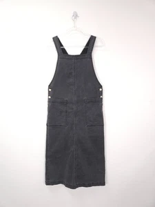 Toast OAS Kleid Größe 8 gewaschen schwarz Denim Midi Schürze Latzhose Tasche - Bild 1 von 10