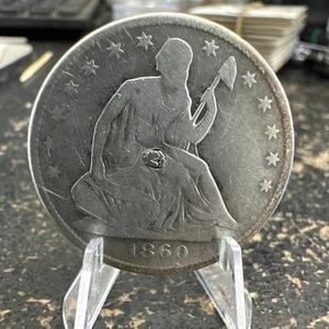 1860-O Seated Liberty Half Dollar, gesteckt, Details - Bild 1 von 2