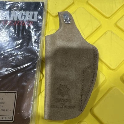 Bianchi #6X Beretta M92 9mm RH brown suede leather waistband Holster - Image 1 of 4
