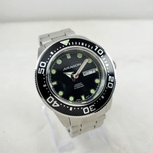 ARAGON PROFESSIONAL DIVEMASTER A064 AUTOMATIC BLACK DIVER 200M MEN'S WATCH  - Picture 1 of 10