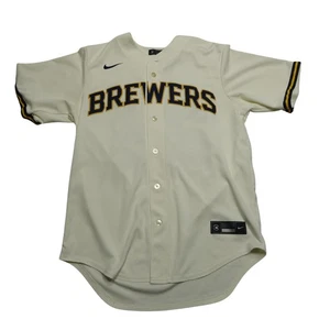 Milwaukee Brewers Jersey Mens Medium Cream MLB Baseball Christian Yelich Nike - Picture 1 of 9
